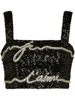 Balmain sequinned cropped top