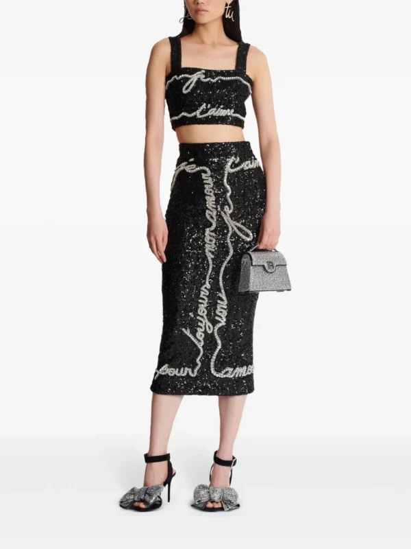Balmain sequinned cropped top - Image 3