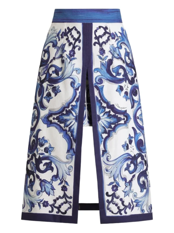 Dolce & Gabbana Majolica-print slit skirt