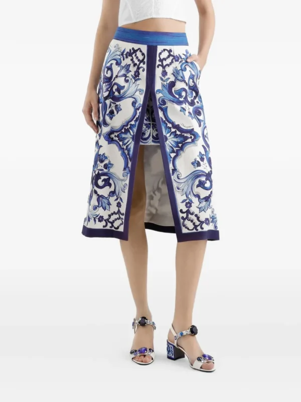 Dolce & Gabbana Majolica-print slit skirt - Image 2
