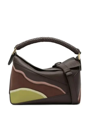 LOEWE Puzzle braided-handle panelled tote bag