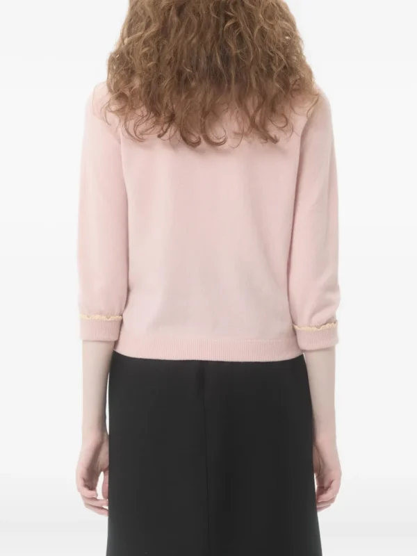 Lace-embellished shearling-collar cardigan - Image 4